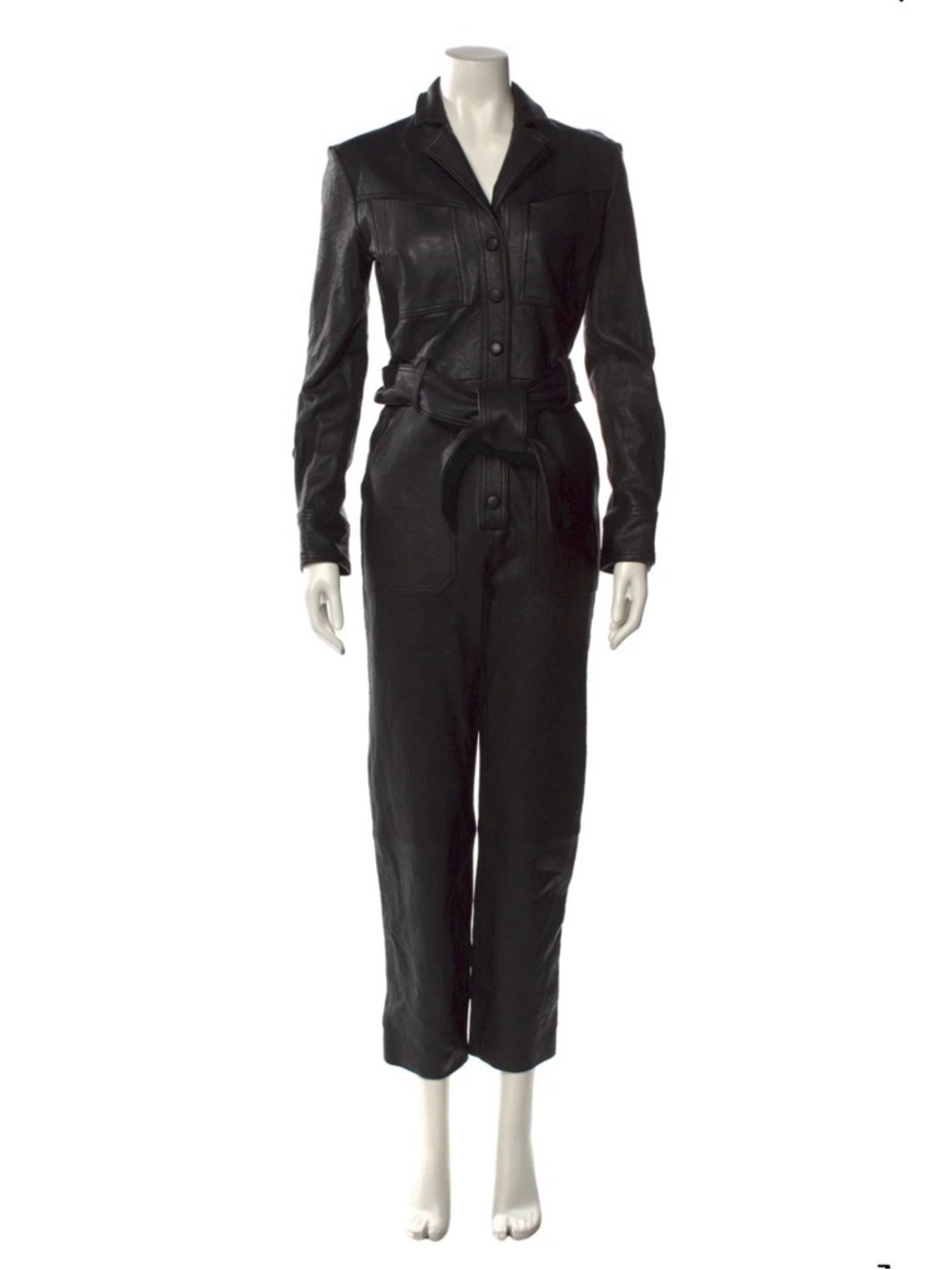 Veronica Beard Black Leather Jumpsuit